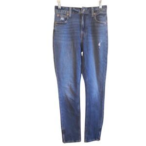 Maurice's Goldie medium wash mid rise slim straight option zip ankle jeans